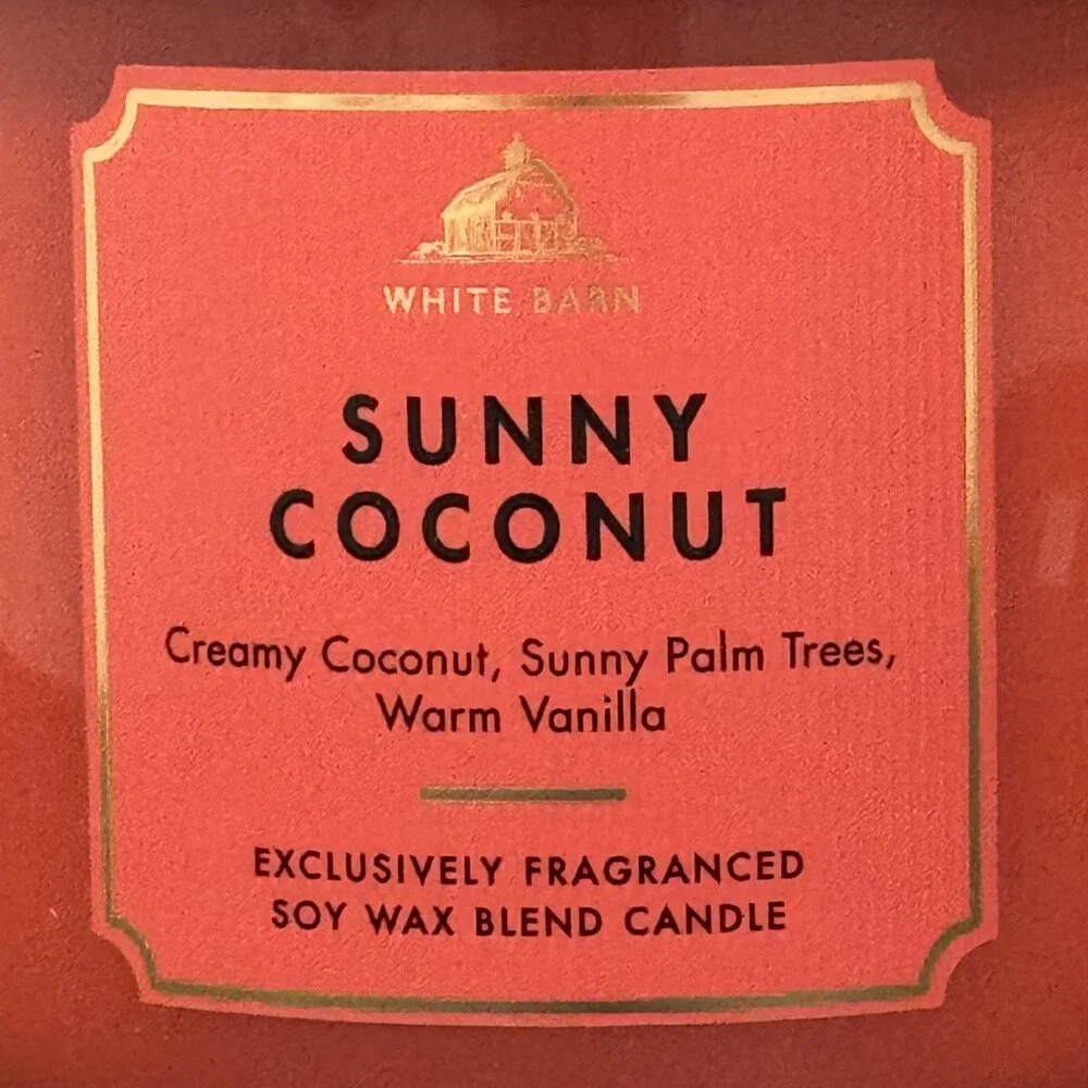 BBW Sunny Coconut White Barn Bath & Body Works 3 Wick Candle - Picture 3 of 10
